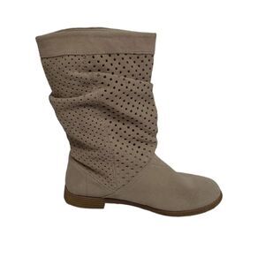TOMS tan perforated‎ slouchy Serra oxford suede casual boots 9.5